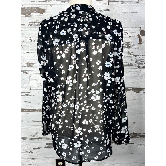 CABI Delight Blouse in Black Floral Long Sleeve Sz XL #6079 NWOT - Picture 3 of 6